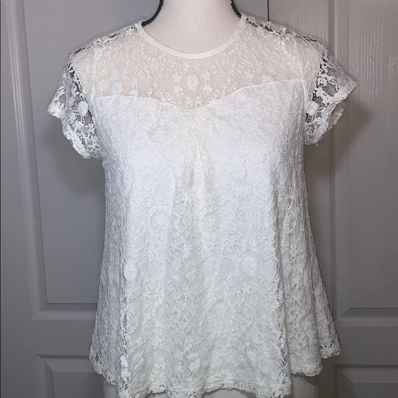 Monteau Tops - Monteau white lace top
